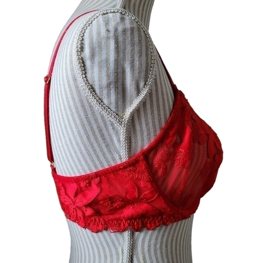 Victoria's Secret floral lace unlined plunge bra 36D NEW Without Tags - Picture 7 of 12